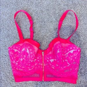 Victoria Secret hot pink corset zip up zip